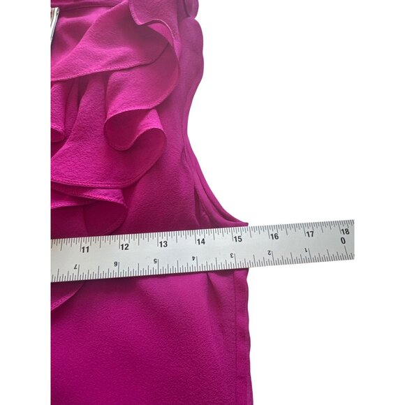 Yoana Baraschi Women's S Sleeveless Ruffled Silk Blouse Fuchsia Posh Luxe Chic - Picture 8 of 8